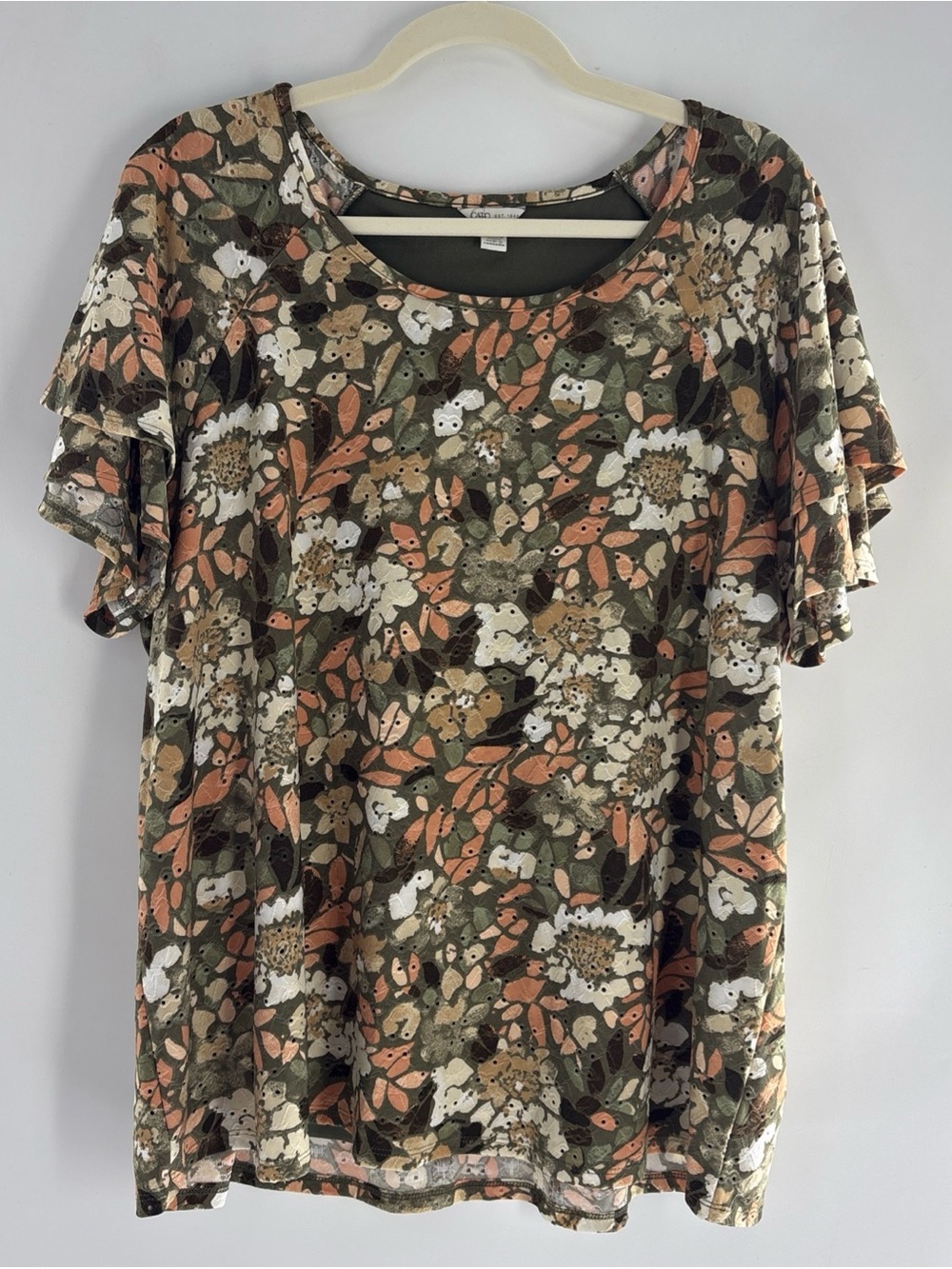 Women’s Floral Short-Sleeve Tee - Olive & Coral 18/20